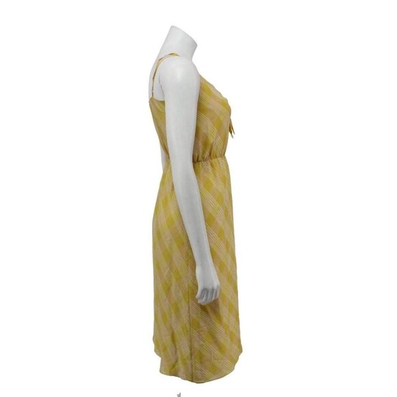 Joie Abiah Yellow Striped Plaid Silk Chiffon Tie-Front Tank Sheath Dress Size XS - Picture 3 of 7